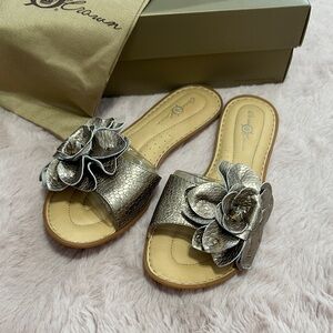 boc Metallic Silver Floral Slide Mules